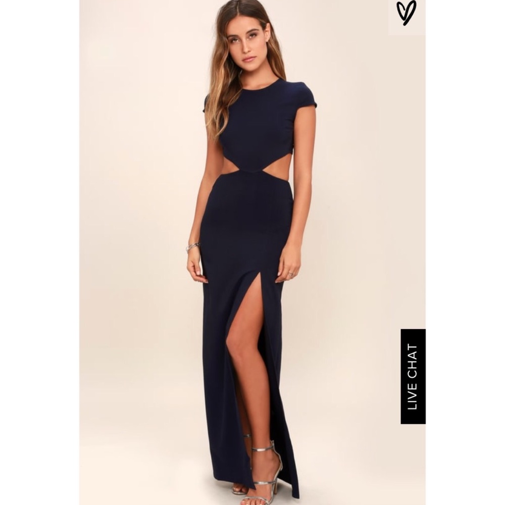 Conversation Piece Navy Blue Backless Maxi Dress
